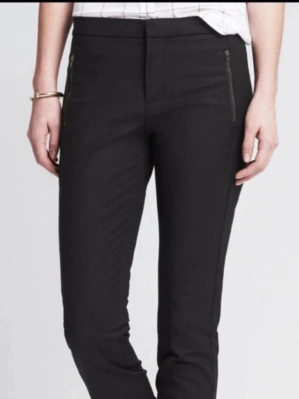 NWOT Banana Republic Addison Size 4 Petite Black Tuxedo Pants Stretch Slacks